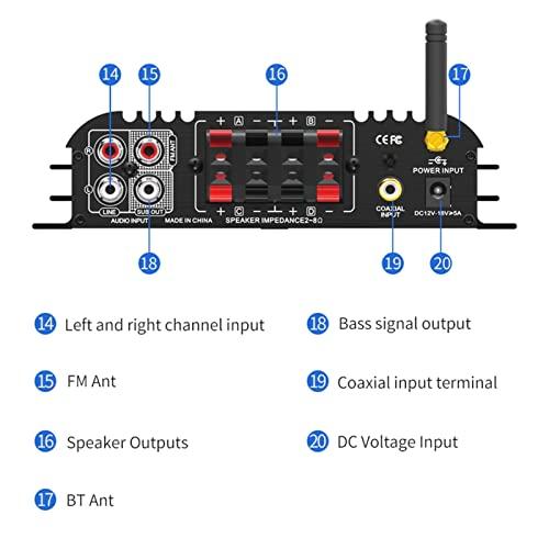 BTアンプ、BT 5.0ステレオミニHiFiデジタルアンプ、ホームシアター用リモコン付き ステレオアンプ、オーディションルーム(#1)｜earth-c｜09