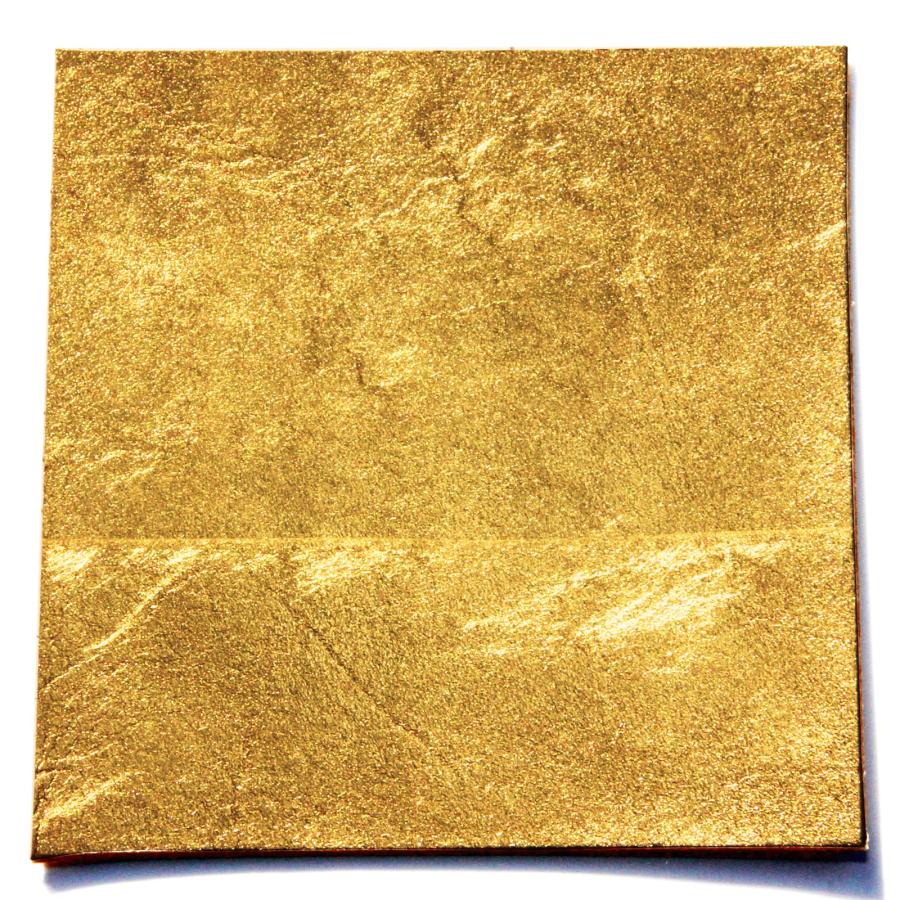KAZARIHAKU LEATHER】24金金箔貼り加工革 (牛ヌメ革 2mm厚 10cm角