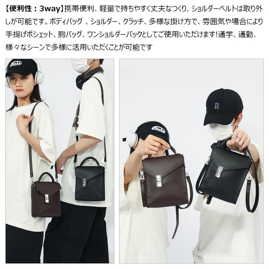 Whatna] 革 ミニショルダーバッグ メンズ 3way ミニ斜め掛け胸