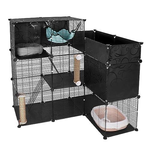 BriSunshine 猫 ケージ 3段 トイレ付き L型 特大 キャットケージ 広い