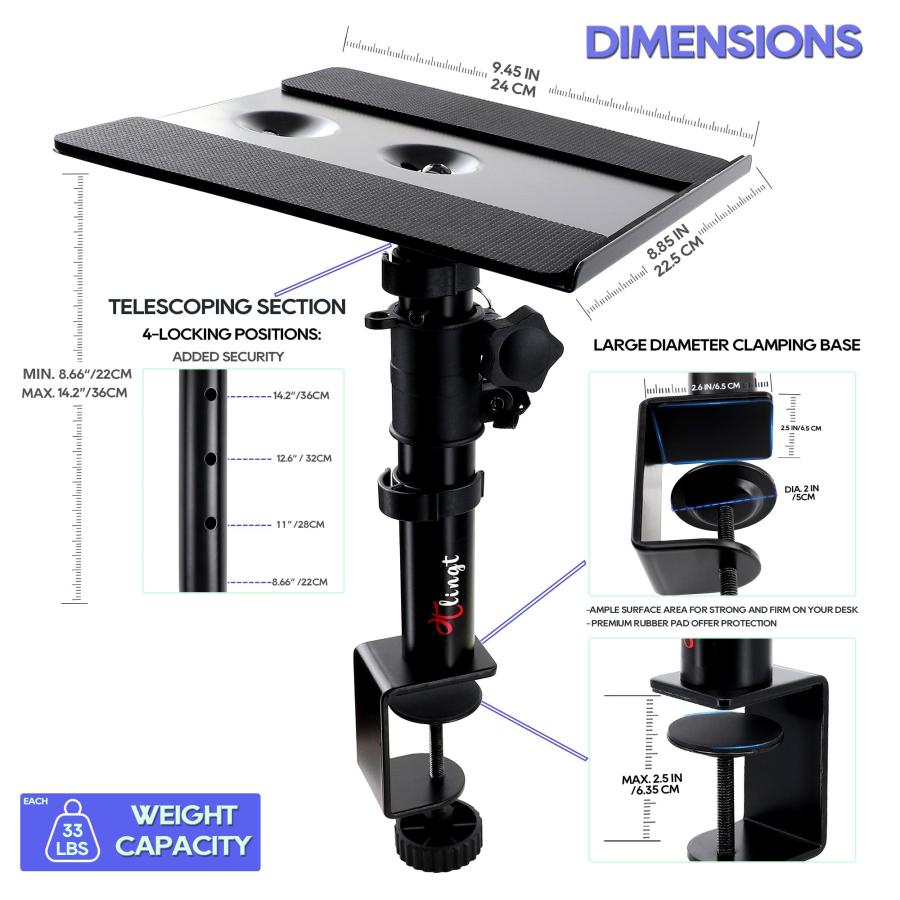 Tlingtスピーカースタンド 卓上 小型 クランプ モニター