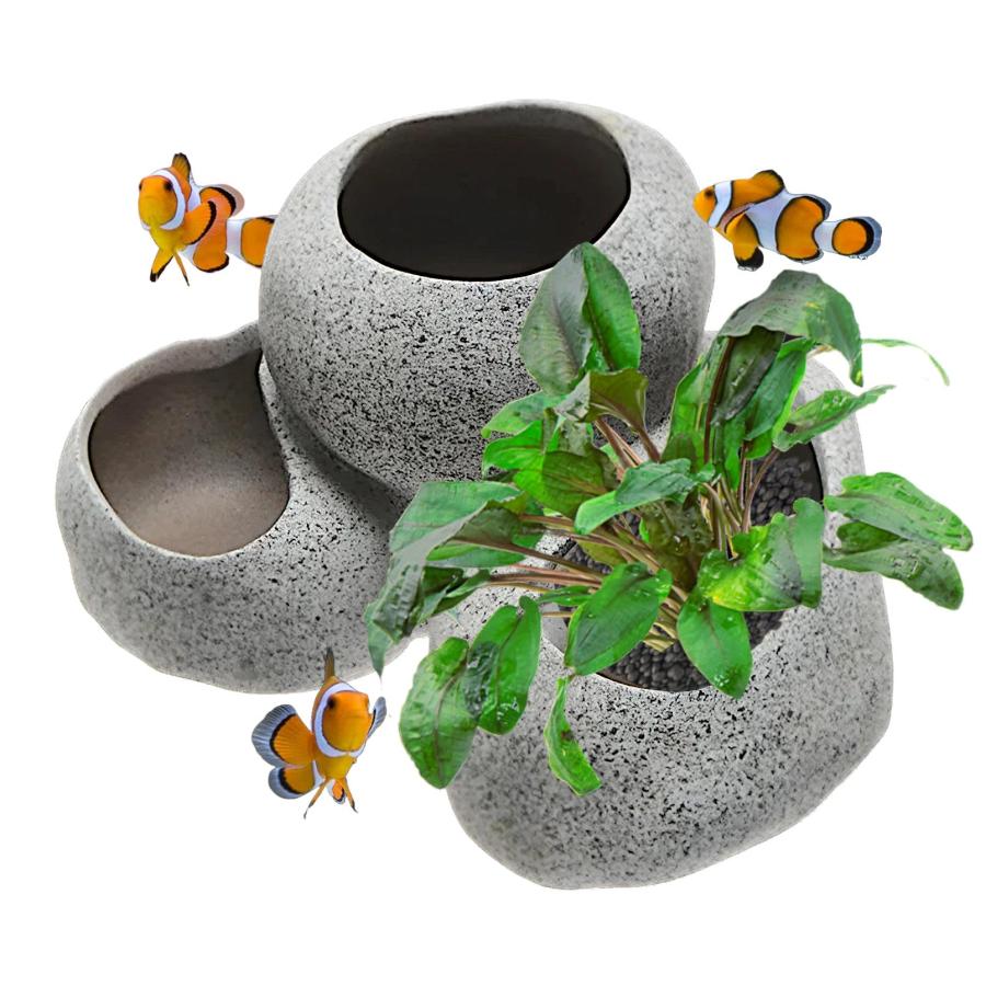 heizi 水槽 水草 鉢 ソイル 砂 付き 水槽ポット アクアリウム 石 