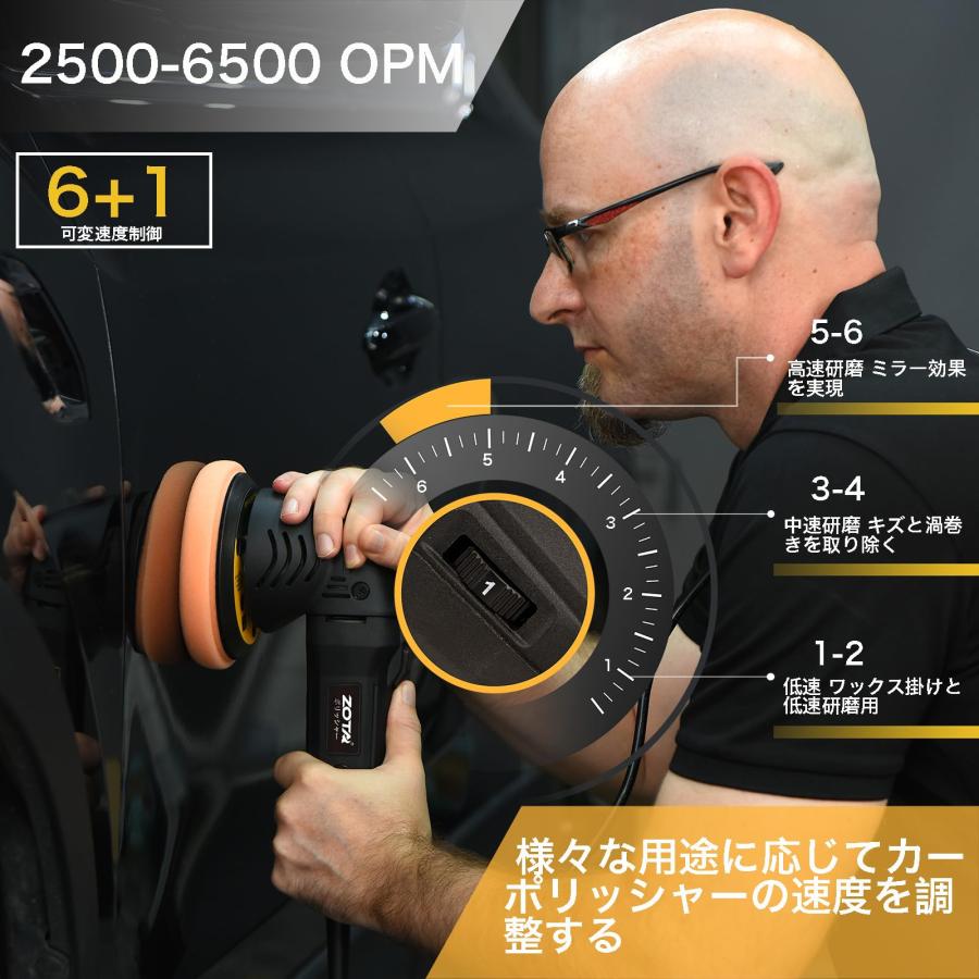 ZOTA ポリッシャー 車、125mm裏板電動ポリッシャー、100V六段 ZOTA ポリッシャー 車、125mm裏板電動ポリッシャー、100V六段