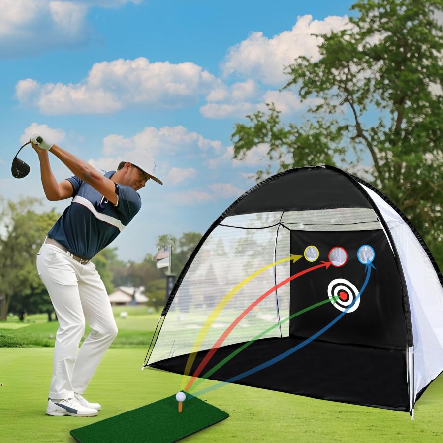 【プロゴルファー監修】ゴルフネット 3m 大型 テント型 屋内・屋外兼用 ohbien ゴルフ練習ネット 3x2x1.8m ゴルフネット 大型 室内屋外 設置