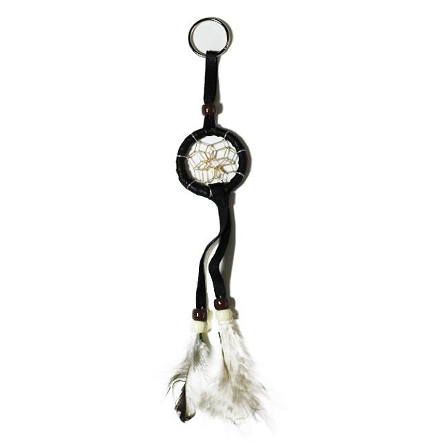 ドリームキャッチャーキーホルダー ブラックレザー インディアンジュエリー インディアン雑貨 チャーム 日本限定モデル インディアン雑貨