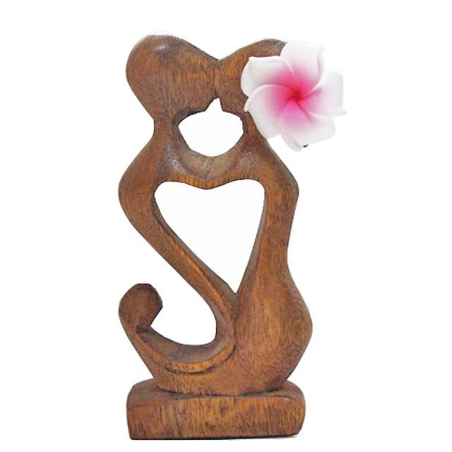 キスドール　ハワイアン雑貨　マリン雑貨　ハワイの木彫りの置物　プルメリア　結婚祝い　※メール便非対応商品