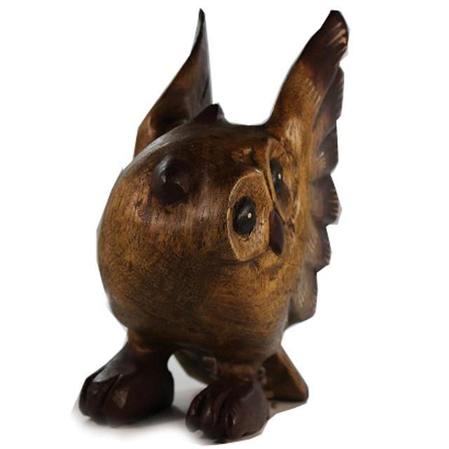 羽ばたくフクロウ 木彫りフクロウ ふくろうオブジェ フクロウの置物