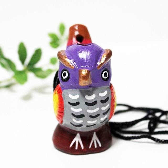 水笛ペルー産 南米雑貨 楽器 陶器雑貨 フクロウ雑貨 ふくろうの形の笛
