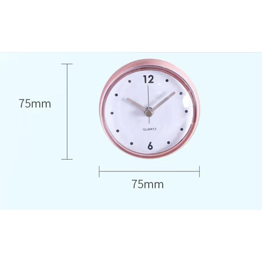 バスクロック 防水 浴室時計 吸盤で簡単設置 シンプル壁掛け 防湿バスルームクロック ピンク／ブラック お風呂用 コンパクト時計 取り付け簡単 |  | 06