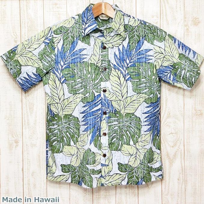 アロハシャツ ハワイ製 メンズ パラダイスベイ Paradise Bay リフレッシュブルー リーフデザイン 立ち襟 コットン 限定デザイン アロハシャツのearth Drops 通販 Yahoo ショッピング