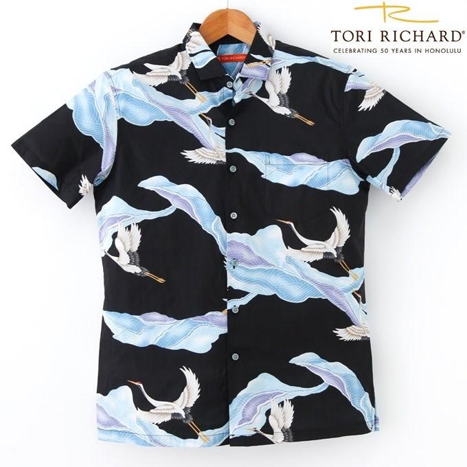 アロハシャツ TORI RICHARD トリリチャード ブラック/鶴/和柄/フル 