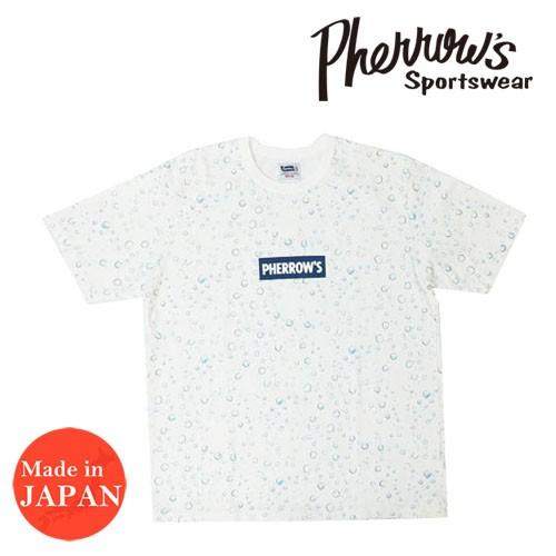 フェローズ Pherrow's 半袖 水玉柄 Tシャツ ボックスロゴ 日本製  20S-PWDT1 Pherrow's（フェローズ） 半袖 水玉柄 Tシャツ ボックスロゴ 日本製