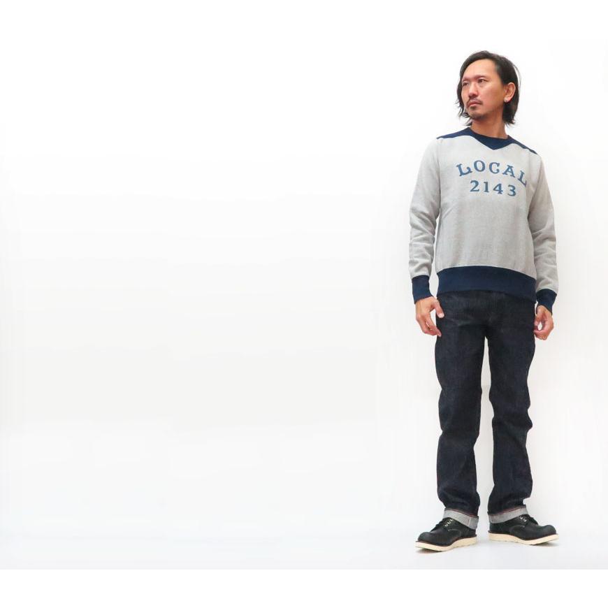 Pherrow's（フェローズ） 長袖 裏起毛 スウェット ひび割れフロッキー