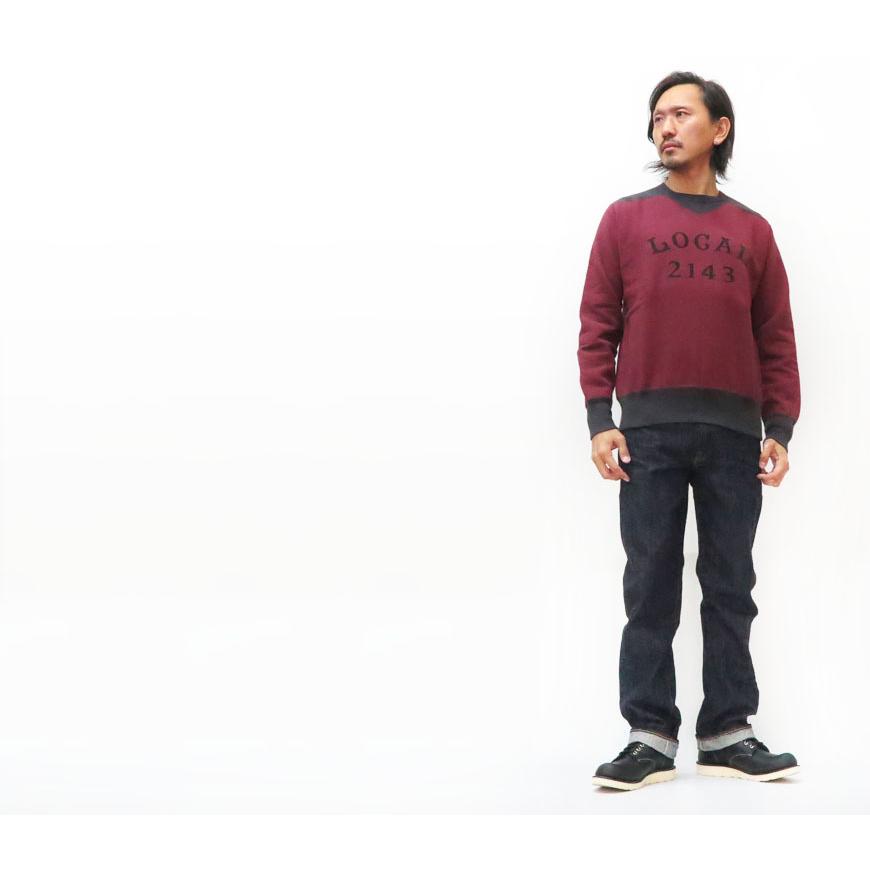 Pherrow's（フェローズ） 長袖 裏起毛 スウェット ひび割れフロッキー