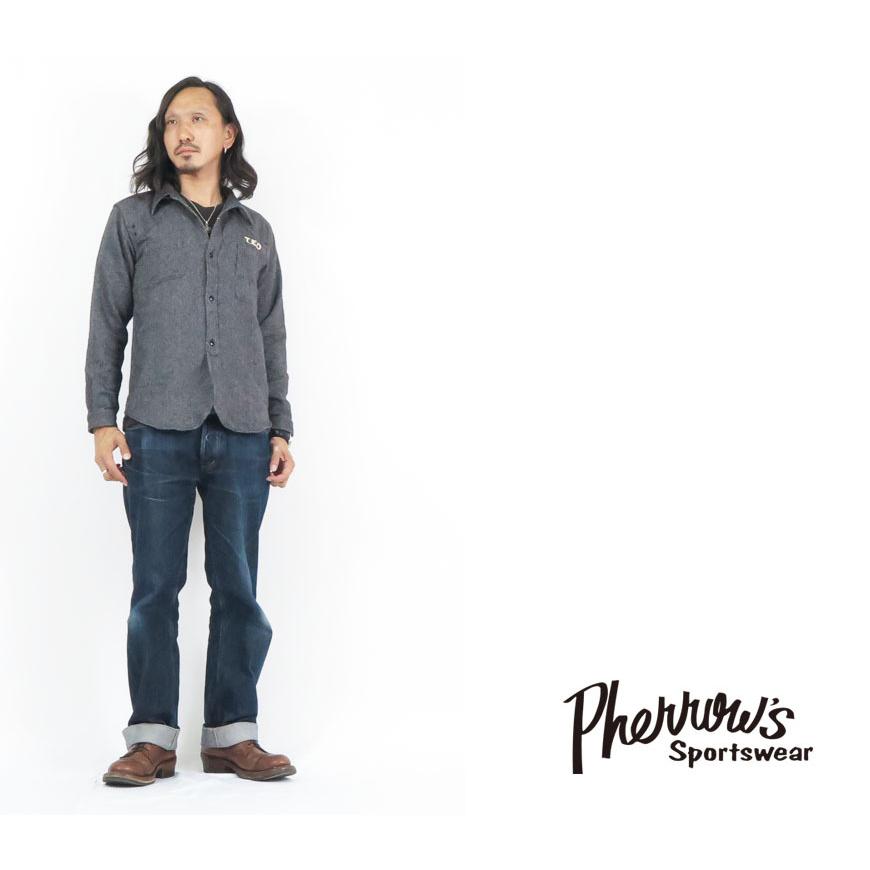 Pherrow's（フェローズ） Pherrow' 長袖 ウール ヘリンボーン ワーク