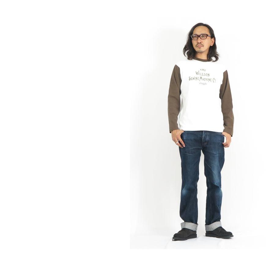 Pherrow's（フェローズ） 長袖 Tシャツ プリント バイカラー 21W-PLBT1