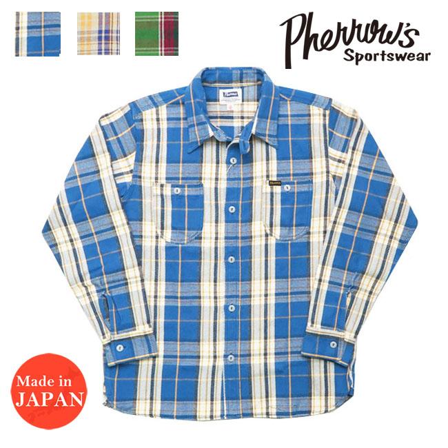 Pherrow's（フェローズ） 長袖 コットン ネルシャツ チンストラップ