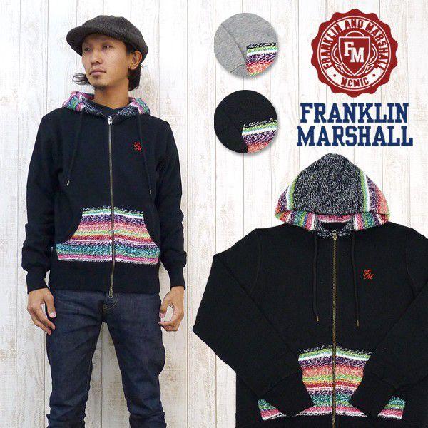 フランクリン マーシャル FRANKLIN＆MARSHALL パーカー ジップアップ スウェット カラフル ニット 38181-4167｜earthmarket1