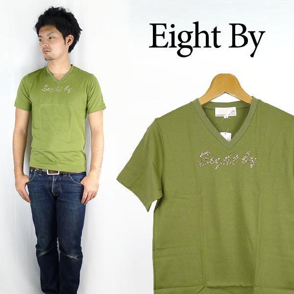 Eight By エイトバイ ラメプリントS S VネックTシャツ : EARTH