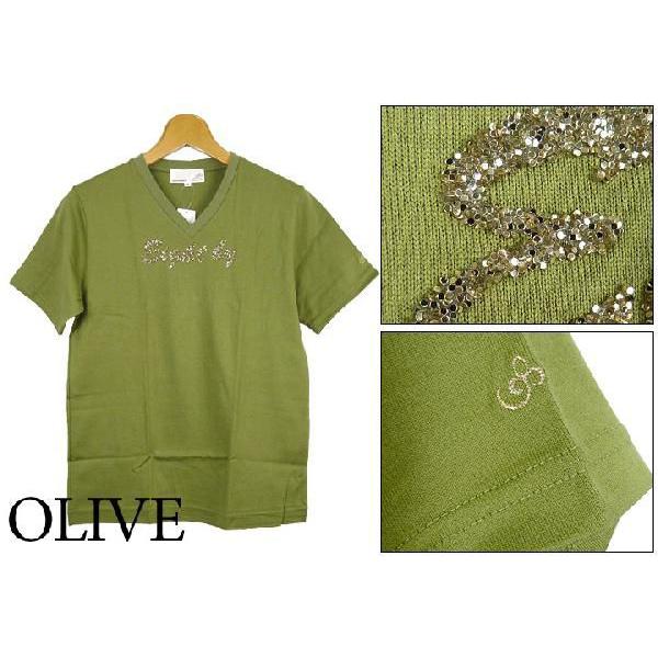 Eight By エイトバイ ラメプリントS S VネックTシャツ : EARTH