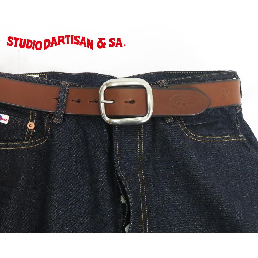 ぴー！STUDIO DARTISAN ブラウンレザーベルト SIZE M STUDIO D'ARTISAN（ステュディオ・ダ・ルチザン） ベンズレザー 刻印
