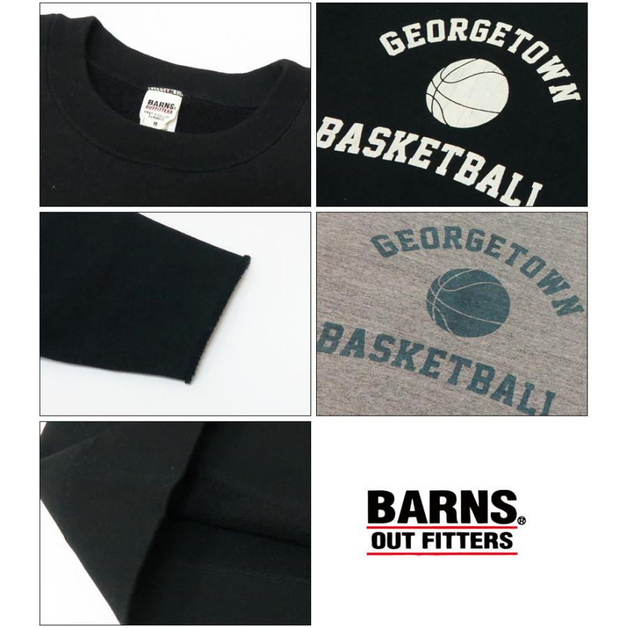 バーンズ BARNS 長袖 吊編み 裏毛 8分袖 クルーネック スウェット プリント BR-21105 BARNS OUTFITTERS（バーンズ アウトフィッターズ） バーンズ BARNS