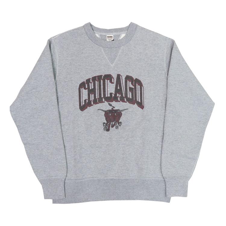 バーンズ BARNS フラットシーマー  クルーネック スウェット COZUN PT GUSSET CREW プリントトレーナー CHICAGO BR-23380｜earthmarket1｜04