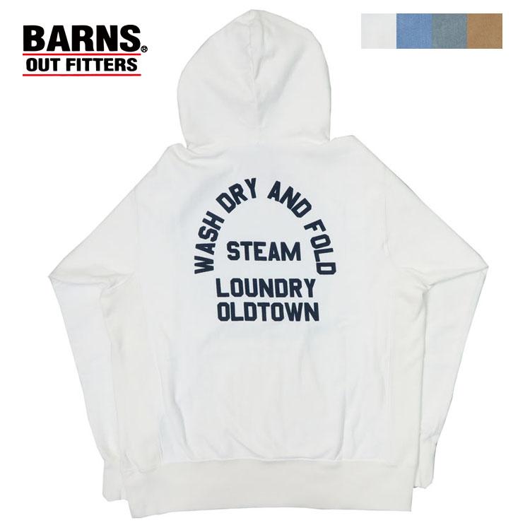 バーンズ BARNS フラットシーマー プルオーバー スウェット パーカー 90's PULL PARKA プリント WASH DRY AND FOLD  リバーススタイル   BR-23423 BARNS OUTFITTERS（バーンズ アウトフィッターズ） バーンズ BARNS