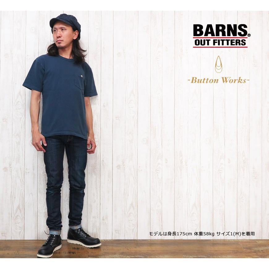 BARNS Button Works バーンズ×ボタンワークス Tシャツ S S 半袖 CONCHO BUTTON コンチョボタン ヘビーウェイト ゆったり br-7131bw BARNS OUTFITTERS（バーンズ アウトフィッターズ） BARNS Button Works