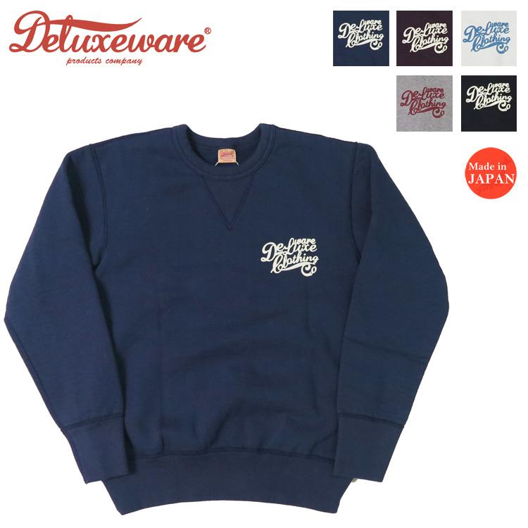 DELUXEWARE デラックスウエア Vガゼットスウェット ブラックブルーM DELUXEWARE（デラックスウエア） デラックスウェア クルーネック
