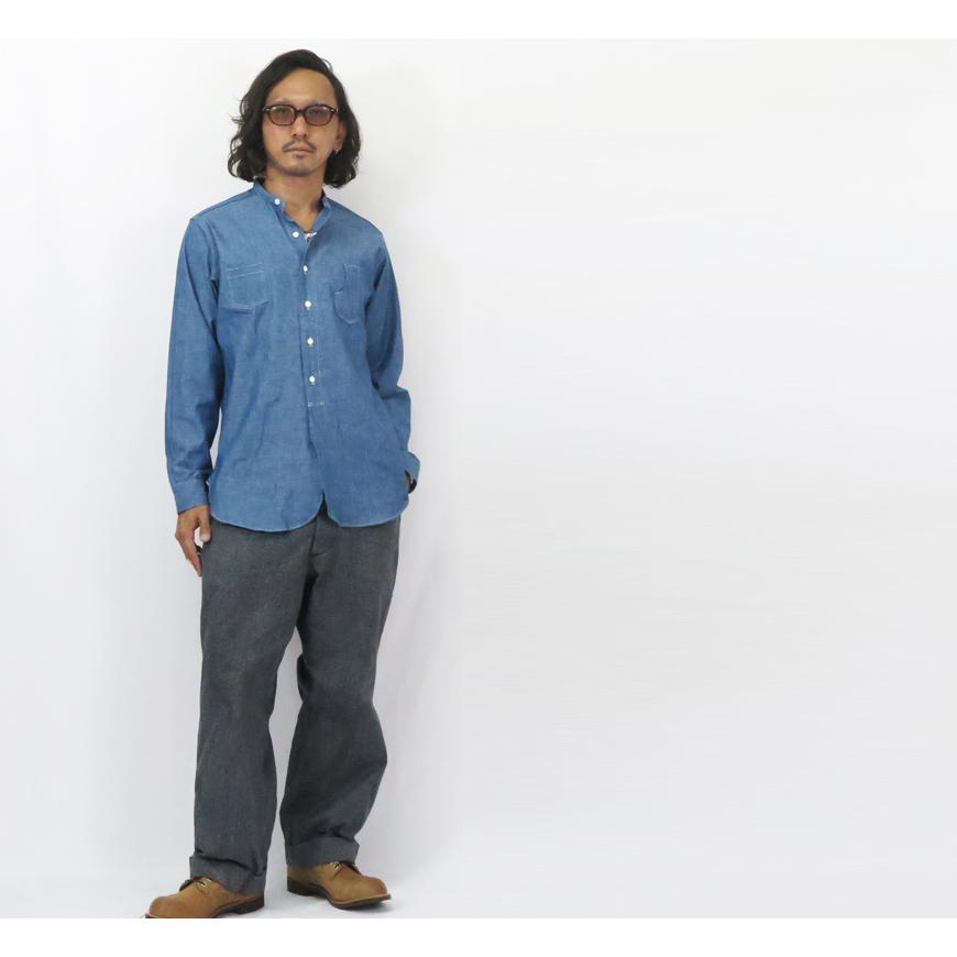 WAREHOUSE ウェアハウス 長袖 スタンドカラー シャンブレー WAREHOUSE ウェアハウス 長袖 スタンドカラー シャンブレー
