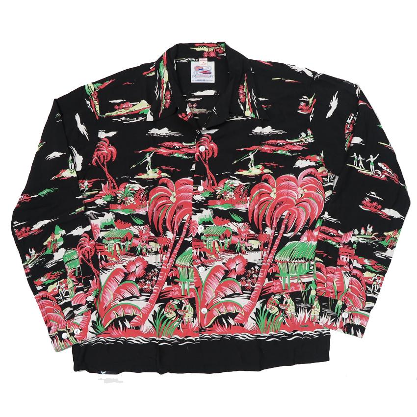 デュークカハナモク　ハワイ　アロハシャツ　ハワイアン　ロングボード SUN SURF サンサーフ デュークカハナモク 長袖 レーヨン アロハシャツ