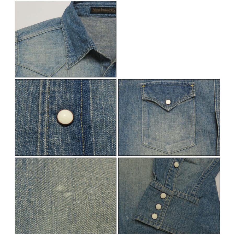 フルカウント FULLCOUNT 8oz デニム 長袖 ウエスタン シャツ ユーズドウォッシュ 定番 ジンバブエコットン FC4894HWの画像