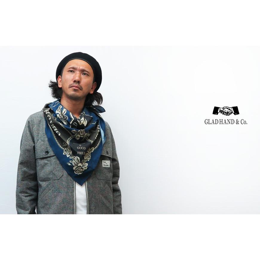 GLAD HAND（グラッドハンド） スカーフ HEART LAND ロゴ 90cm/90cm