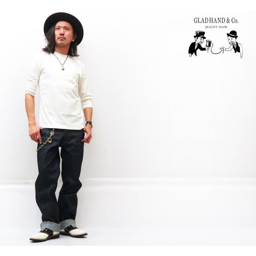 GLAD HAND（グラッドハンド） 5分袖 クルーネック ポケット Tシャツ