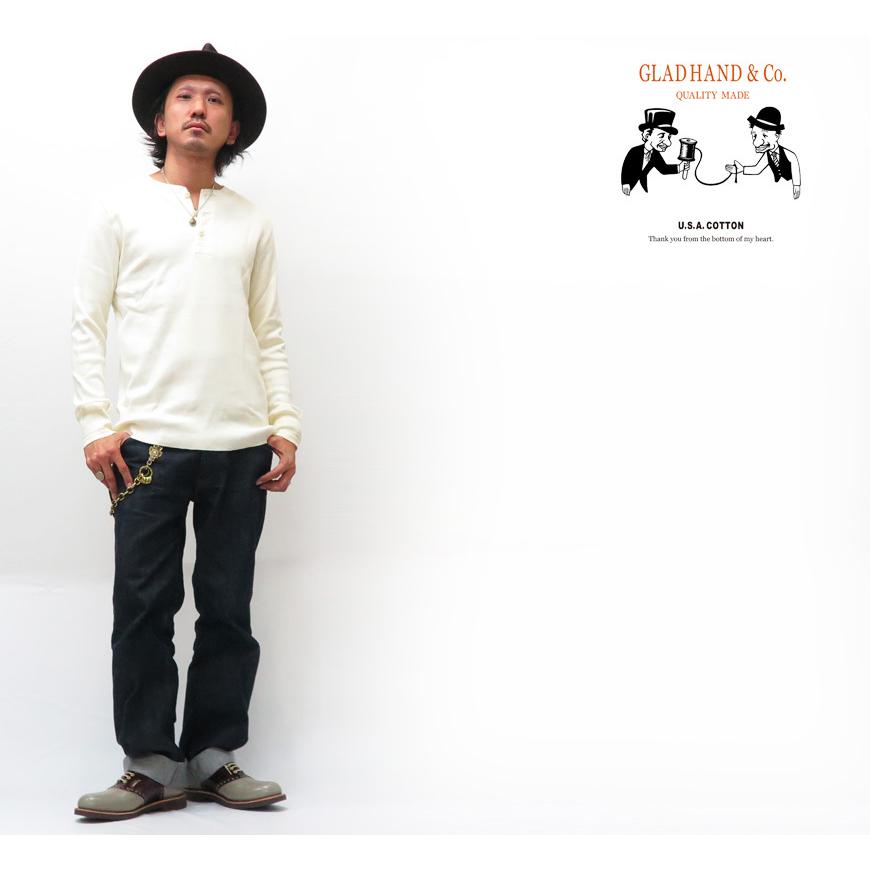 GLAD HAND（グラッドハンド） 長袖 Tシャツ ヘンリーネック フライス 