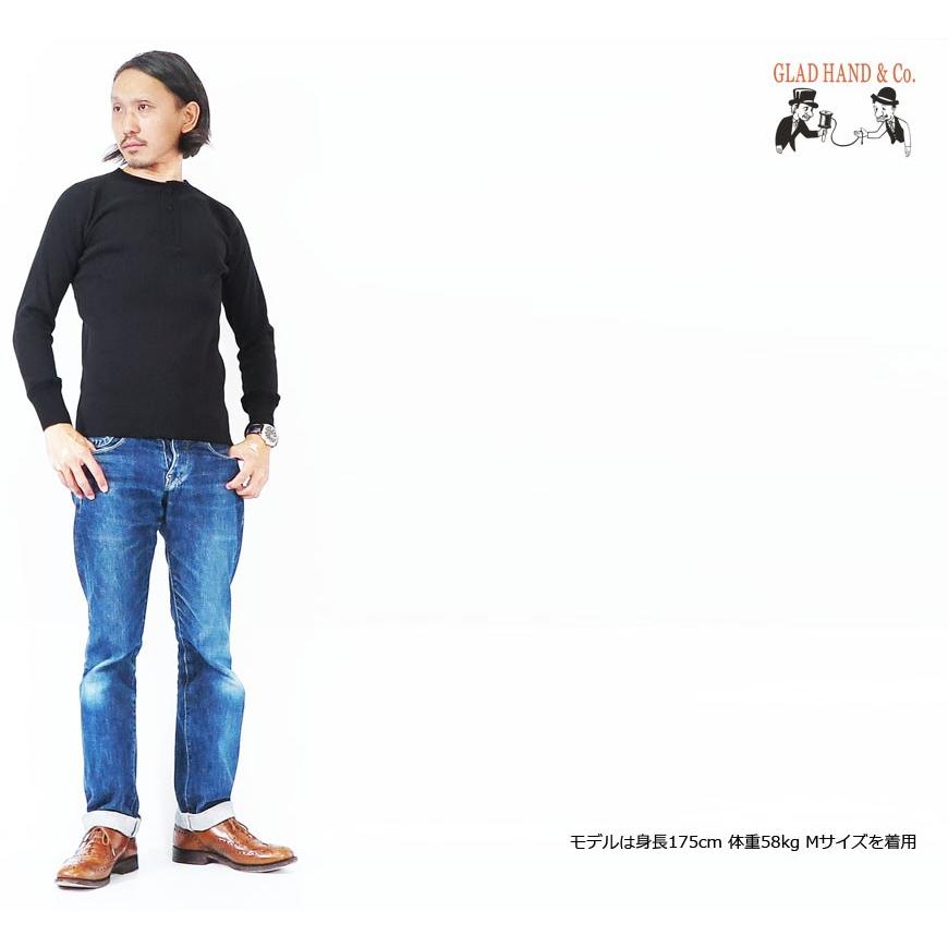 GLAD HAND（グラッドハンド） 長袖 Tシャツ ヘンリーネック フライス