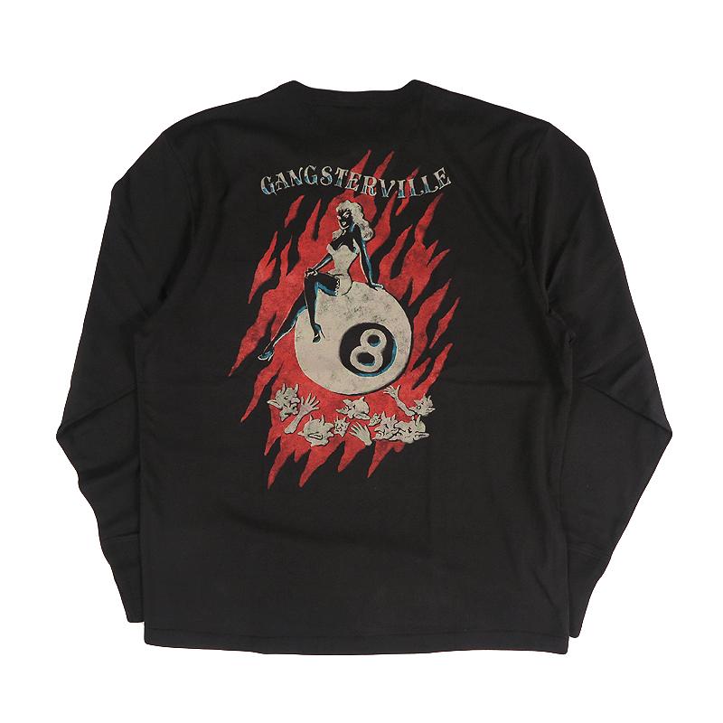 GANGSTERVILLE 赤いベルベット スカジャン 希少サイズXL GANGSTERVILLE（ギャングスタービル） 長袖 ヘンリーネックT GAMBLERS