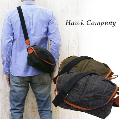 Hawk Company（ホークカンパニー） チェックウール レザー ショルダー 