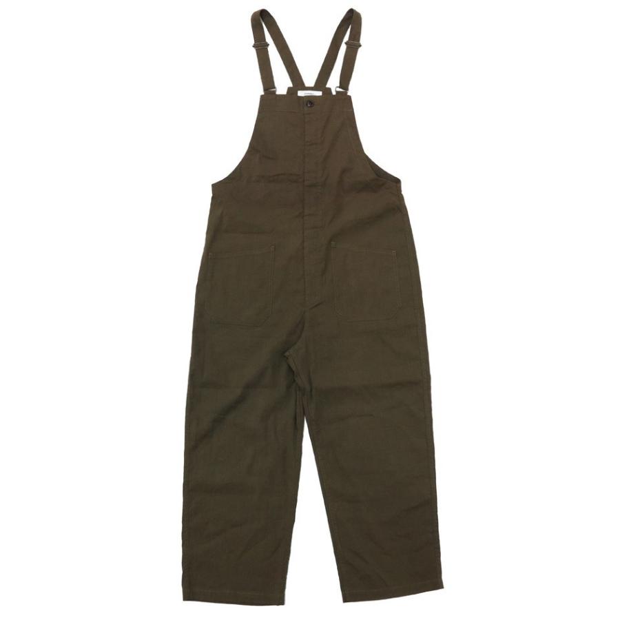 【美品】ジョンブル　リネンコットンサロペット・オーバーオール 男女兼用Mカーキ Johnbull（ジョンブル） リネン サロペット 麻 オーバーオール 21408