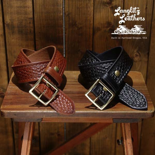 ラングリッツレザーズ Langlitz Leathers A.E.Nelson レザーベルト Basketwave 型押し