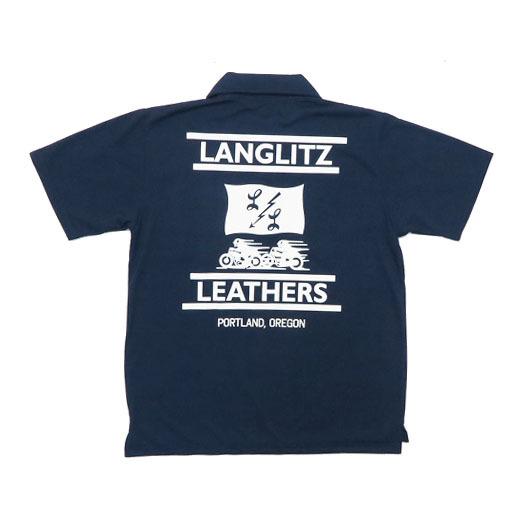 Langlitz Leathers ポロシャツ XL ネイビー Langlitz Leathers（ラングリッツレザー） ラングリッツレザーズ 半袖