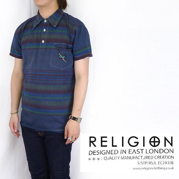 RELIGION レリジョン ヴィンテージ加工ボーダーポロシャツ RELIGION レリジョン ヴィンテージ加工ボーダーポロシャツ : EARTH