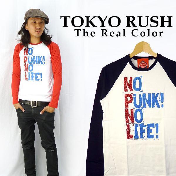TOKYO RUSH The Real Colorラメプリント長袖ラグランスリーブTシャツ