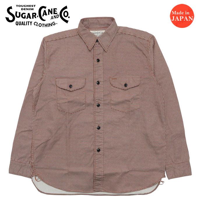 SUGAR CANE シュガーケーン 6oz ハウンドトゥース プリント 長袖 