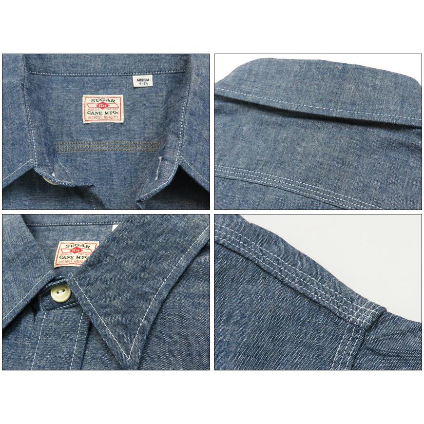 SUGAR CANE シュガーケーン 半袖 ブルー シャンブレー ワーク シャツ