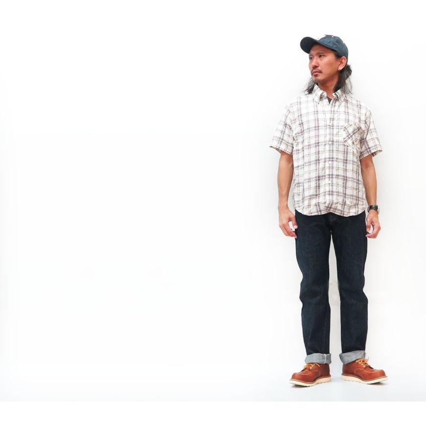 SUGAR CANE シュガーケーン 半袖 パナマ チェック ボタンダウン シャツ