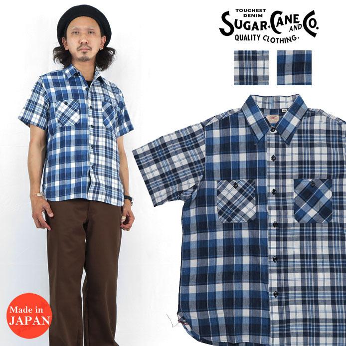 SUGAR CANE シュガーケーン スペックブルーチェック 半袖 ワーク