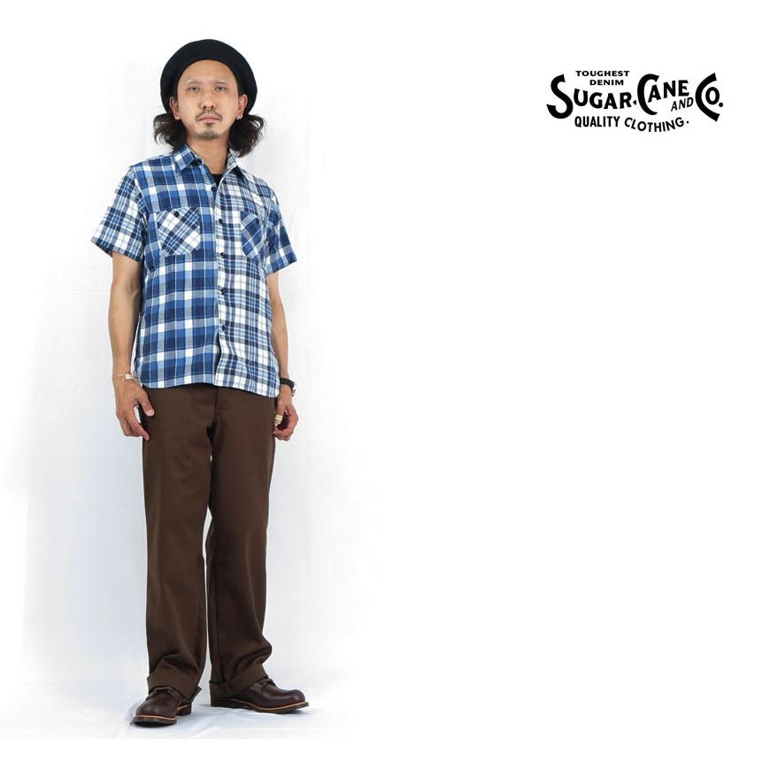 SUGAR CANE シュガーケーン スペックブルーチェック 半袖 ワーク