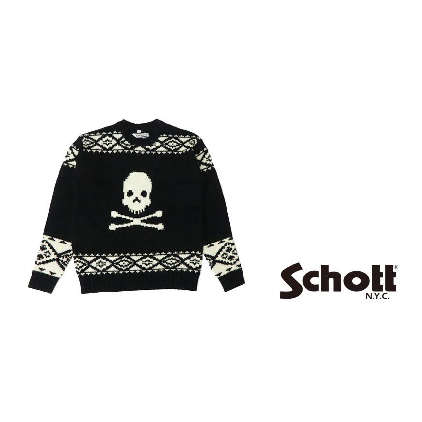 Schott N.Y.C（ショット） Schott スカルモチーフ クルーネック ニット